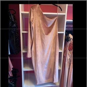 Flounce London Glitter Velvet One Shoulder Midi